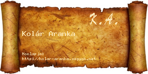 Kolár Aranka névjegykártya